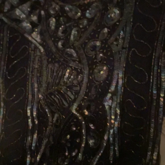 NWT VINTAGE SWEE LO Handmade Beaded & Sequin Navy Blue Cocktail Dress Deadstock - Picture 11 of 13